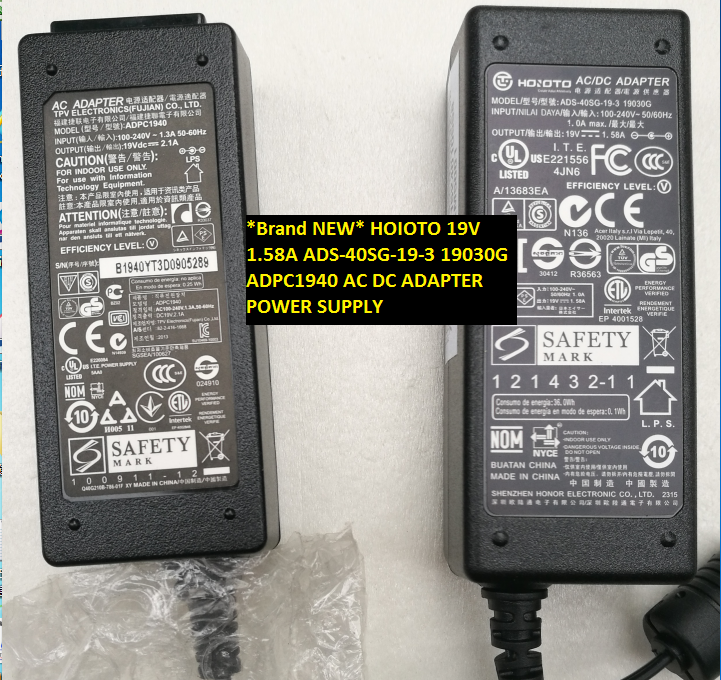 *Brand NEW*HOIOTO ADS-40SG-19-3 ADPC1940 19V 1.58A 19030G AC DC ADAPTER POWER SUPPLY - Click Image to Close